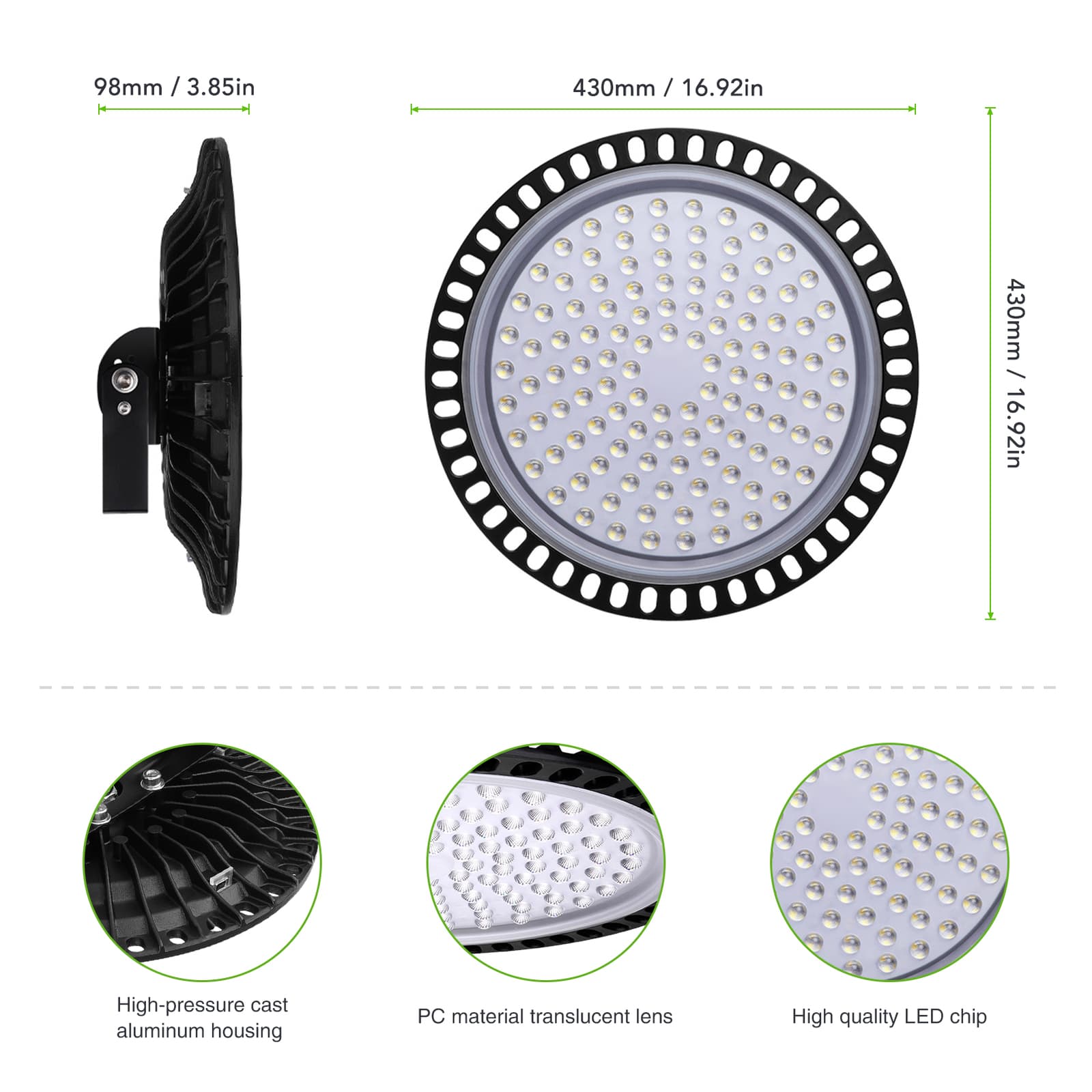 LED High Bay Lights UFO 500W 300W 200W 100W 50W Warehouse Led Shop Light Fixture