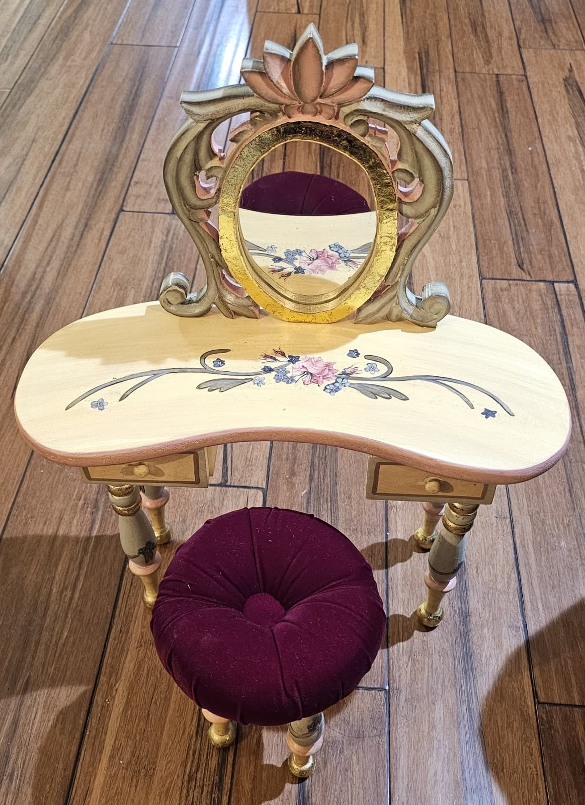 Vintage Rare Katherines Collections Doll Vanity Stool Mirror Desk Handmade New