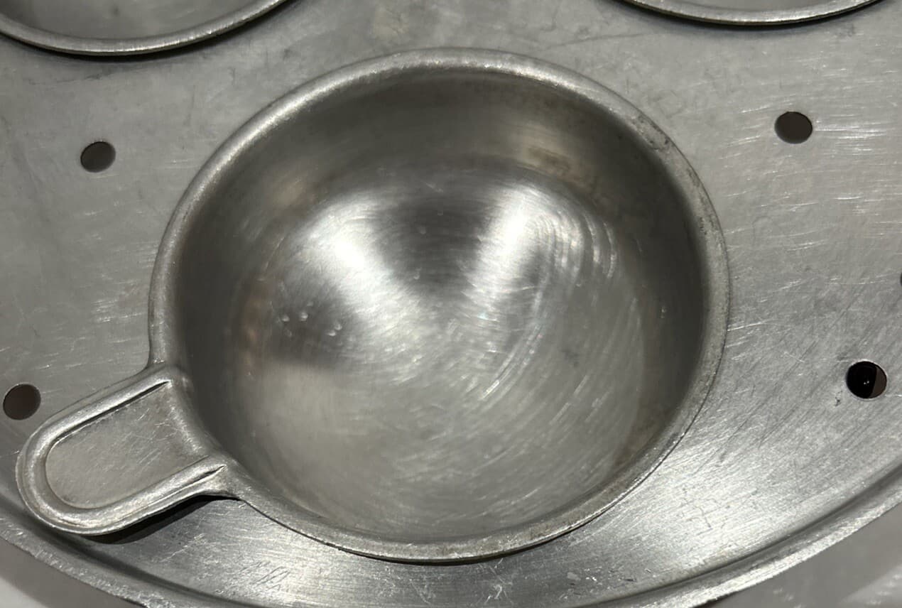 Vintage Aluminum  3 Egg Poacher Insert, 7.25” Diameter 2