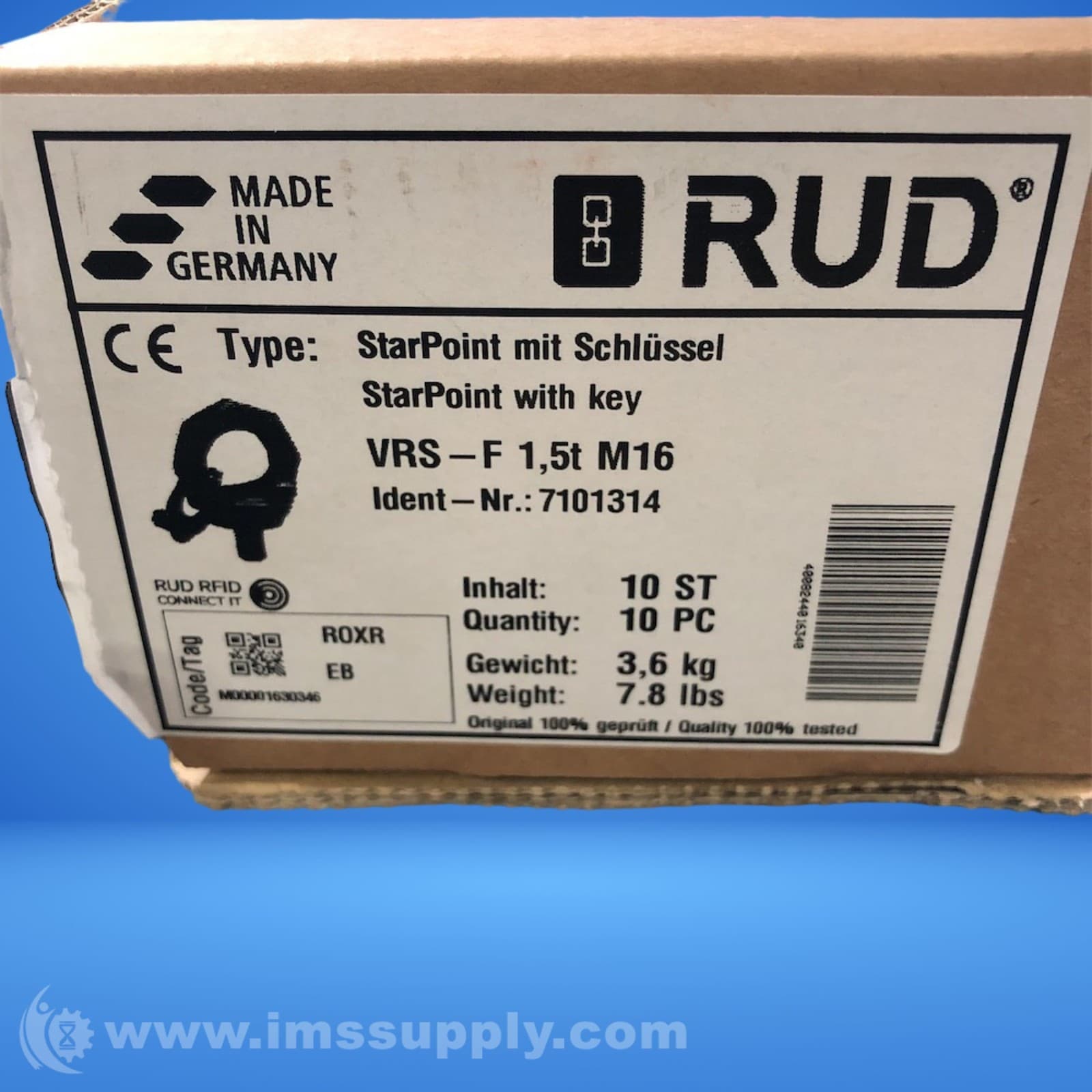RUD VRS-F1,5tM16 Box of 10 Hoist Rings 0716 2