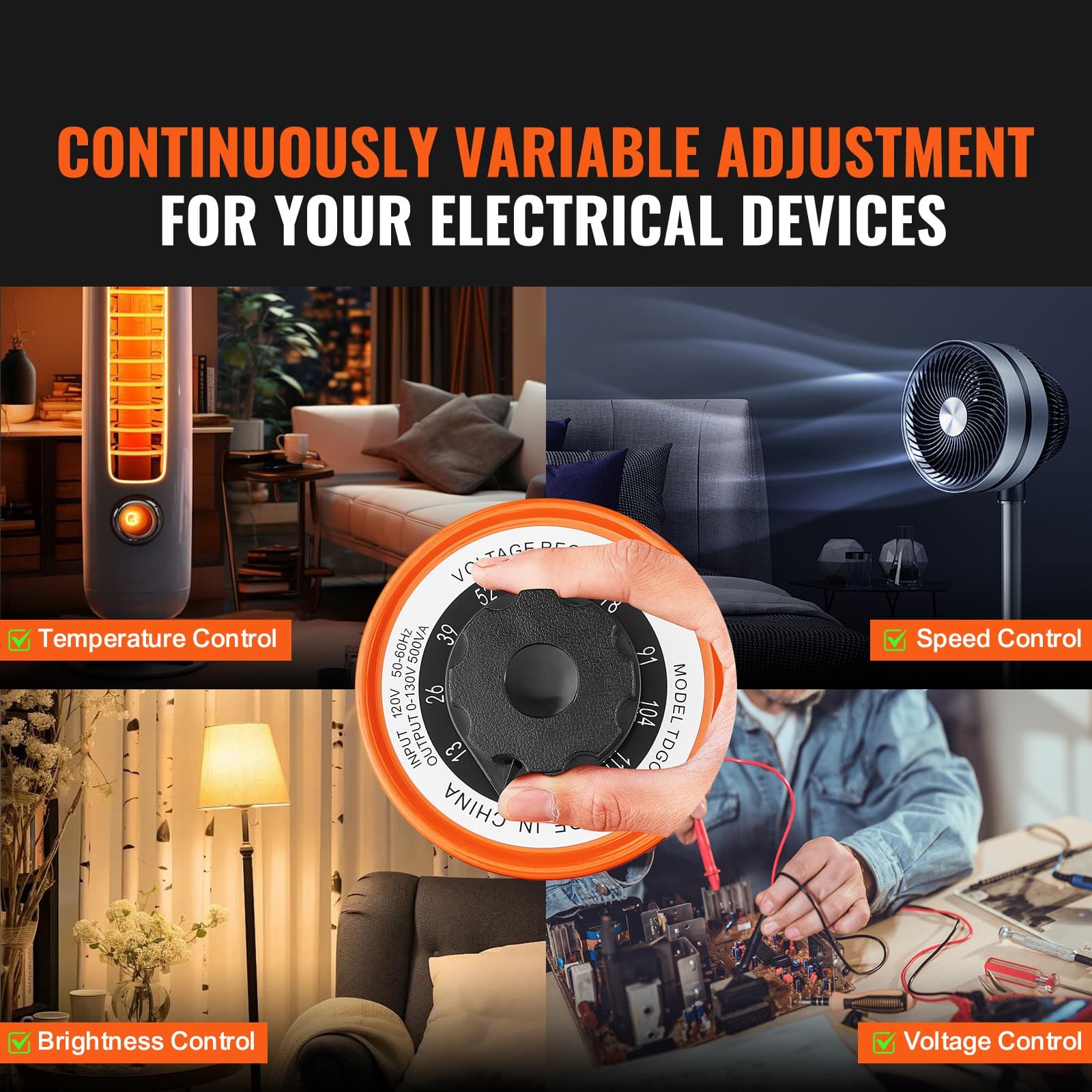 120V 500VA Variable Transformer With Digital Display LCD 60Hz 0-130V AC Voltage 2