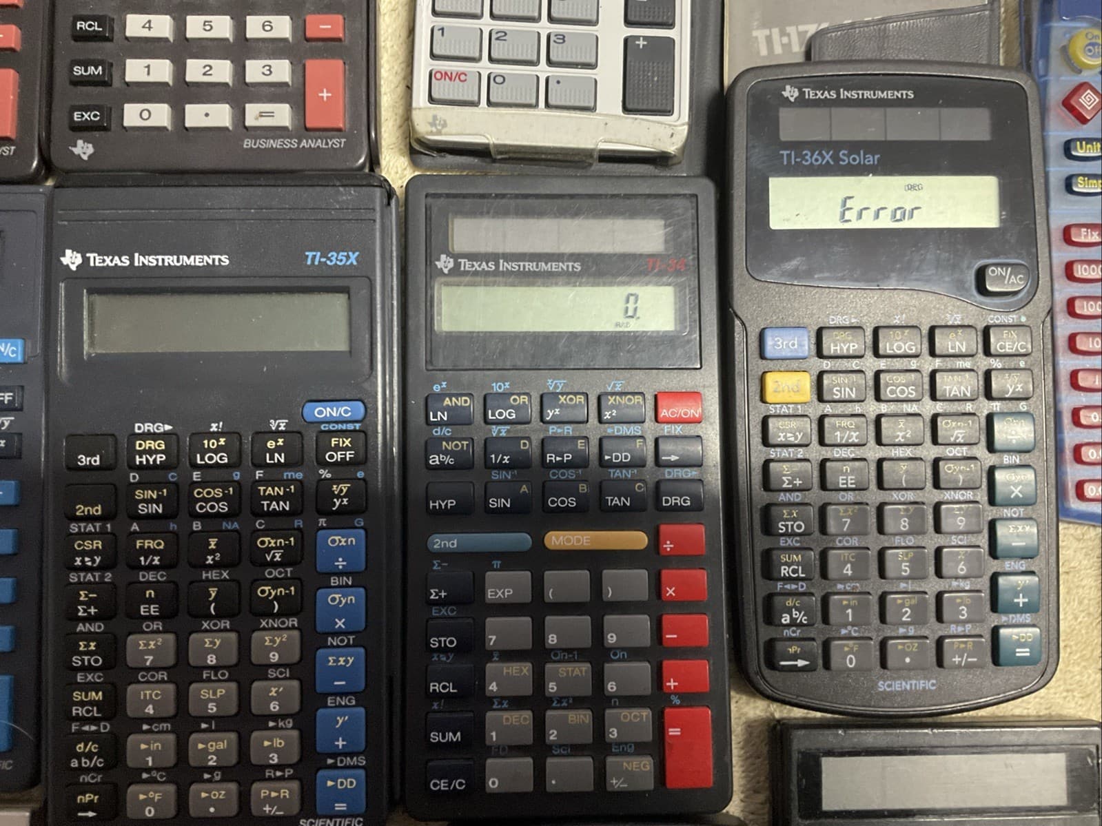 Vintage Calculator Lot of 30 – Casio TI Sharp – W/15 Covers Amost All Working 6