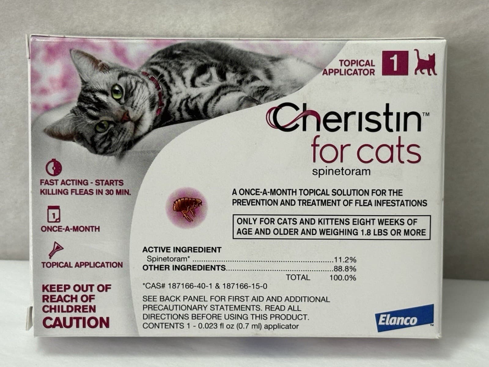 New Cheristin Flea Treatment & Prevention for Cats | Fast acting 1 Application