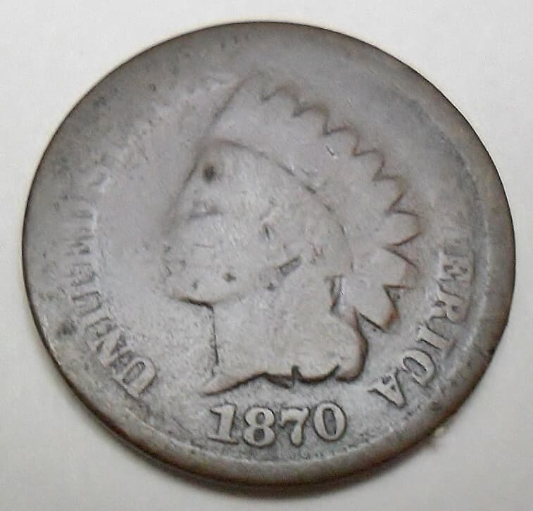 1870 P Indian Head Cent / Penny  CULL