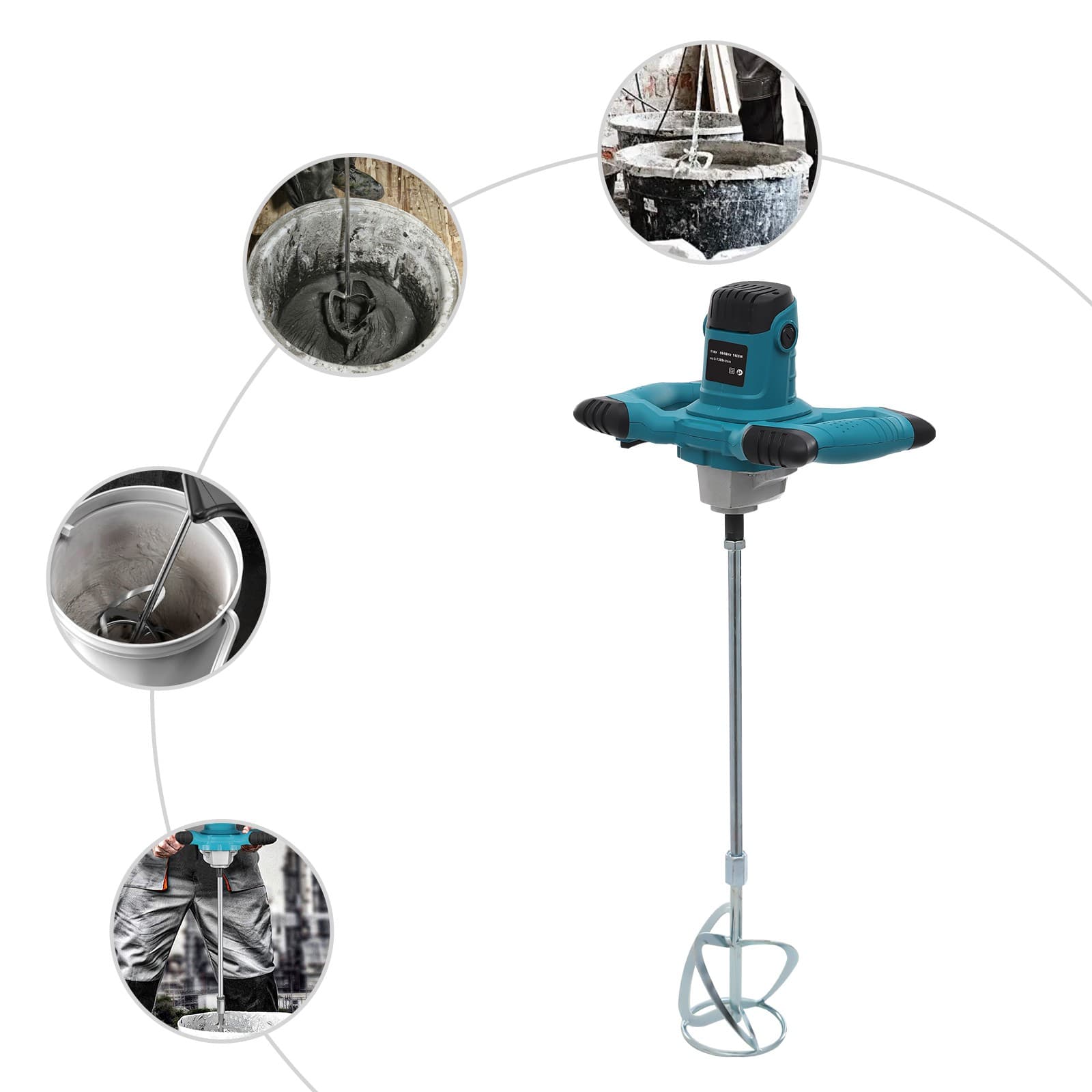 Cement?Mixer,?Electric?Concrete?Mixer,?Handheld?Concrete?Mixer 1400W 900r/min