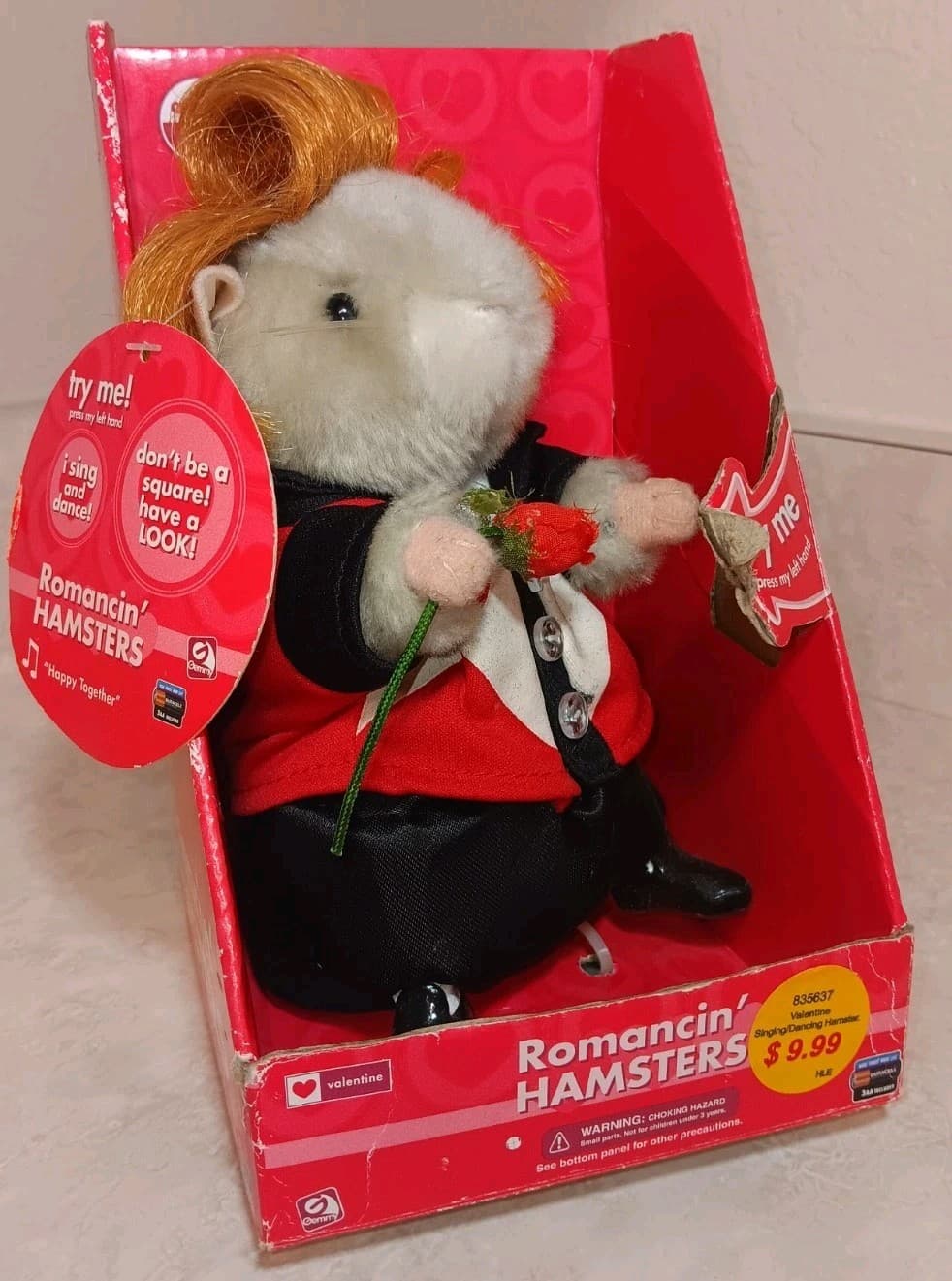 Vtg Dancing Hamster Singing Happy Together and Dancing Valentines Day Gag 7"