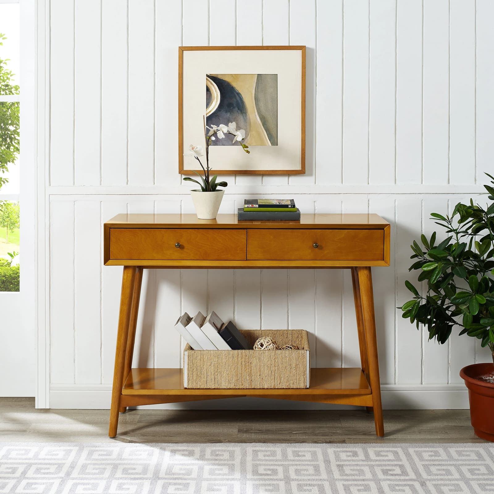 Crosley Landon Console Table In Acorn Acorn Mid-Century Modern 3