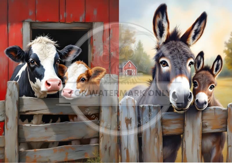 Farm Friends Duo | A4 Rice Paper | Paper for Decoupage | Decoupage Central