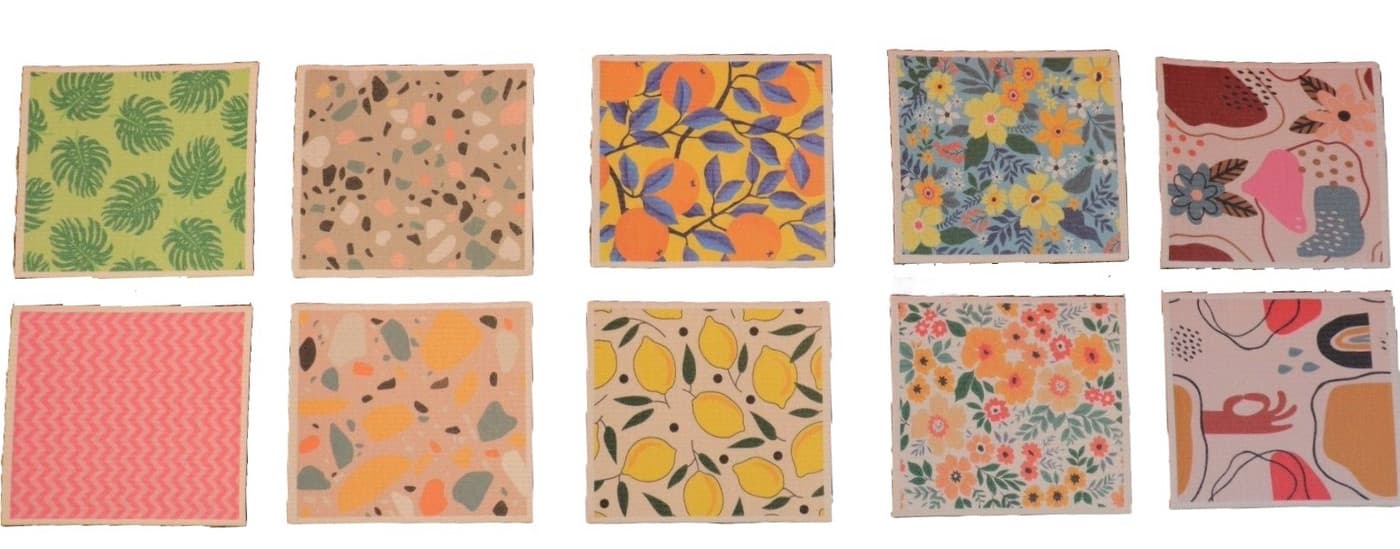 Swedish Dish Cloths (10 pack) Oversized, Assorted Prints, Reusable & Compostable 2