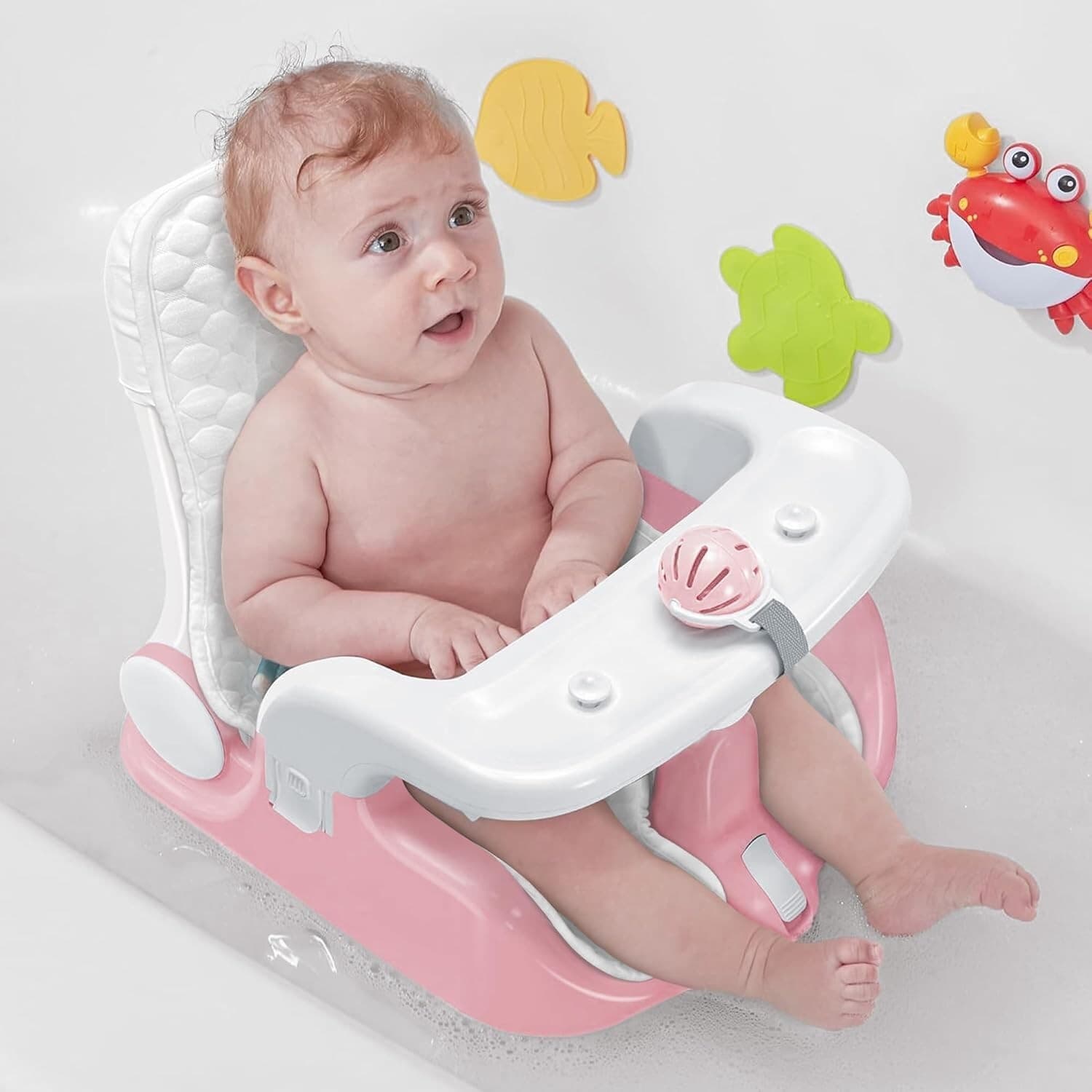 Baby Bath Seat Polypropylene Adjustable 3 Modes Soft Towel Infant Bathtub 3