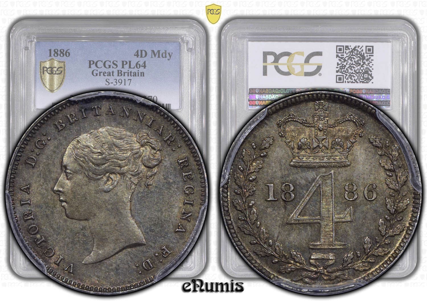 Great Britain, Victoria, Maundy 4 Pence 1886, nicely toned, PCGS PL 64