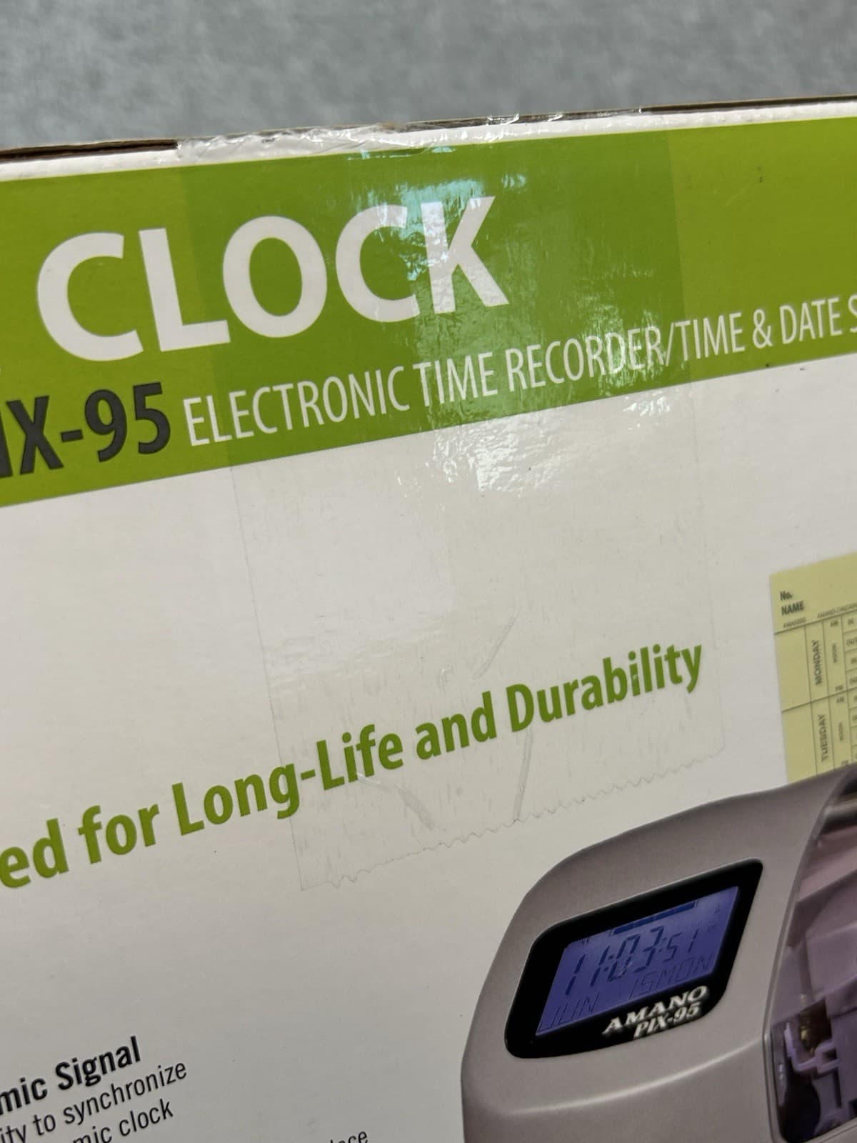 AMANO Atomic PIX-95 Time Clock Recorder New in Sealed Box 6