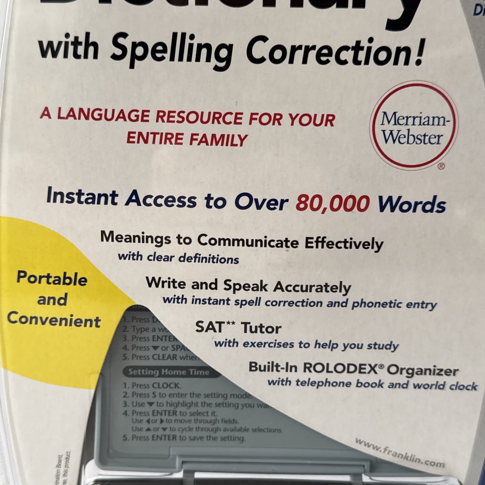 Franklin MWD-450 Dictionary W/ Spell Correction Electronic Marriam Webster NOS 3