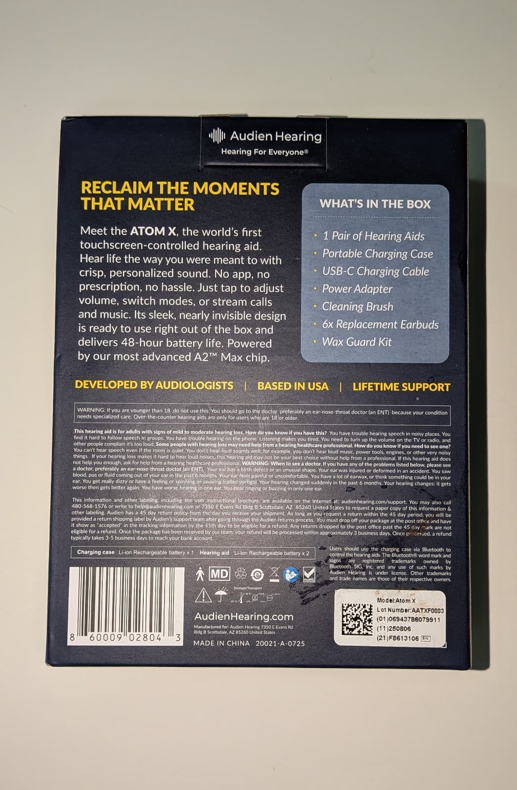 Audien Hearing Atom X Rechargeable Bluetooth Hearing Aids 3