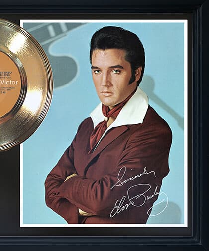 Elvis Presley "Burning Love" Framed Gold Record Reproduction Signatures 2
