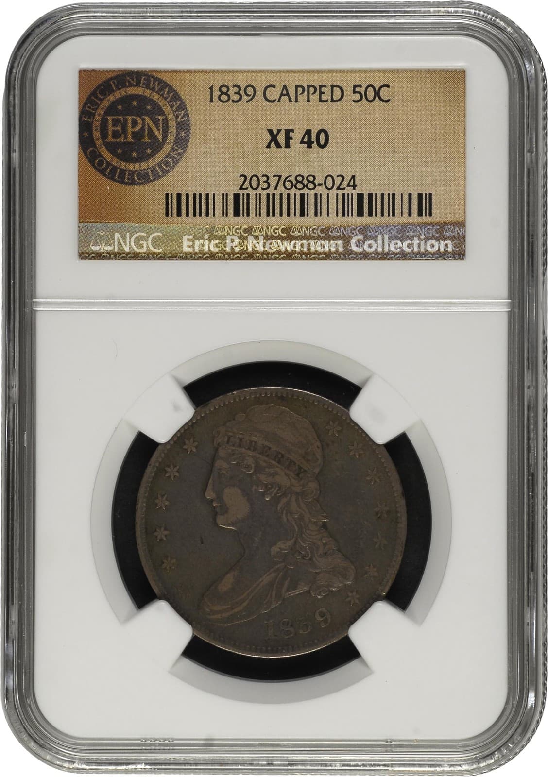 1839 Capped Bust Half Dollars, Reeded Edge NGC XF-40 ERIC P NEWMAN