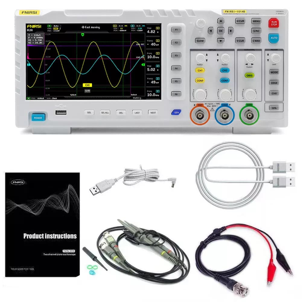 FNIRSI 1014D 7" LCD 2 Channel Signal Generator Digital Storage Oscilloscope H0V2 5