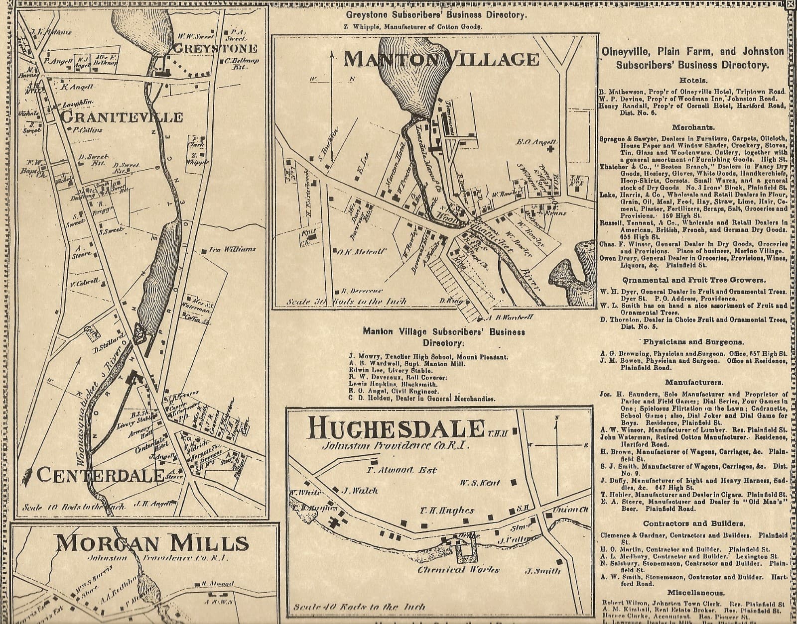 North Providence RI 1870 Maps with Homeowners Names Shown 2