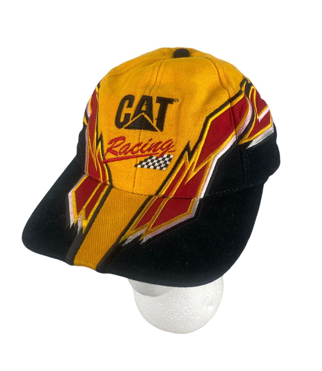 CYRK Vintage Cat Racing Ward Burton Strapback Hat Cap Yellow Black Adjustable 