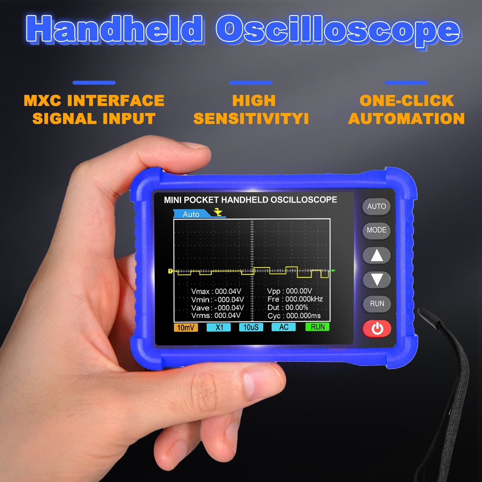 Handheld Digital Oscilloscope-USB 2.5MS/s 250KHz Portable Mini Oscilloscope US 5