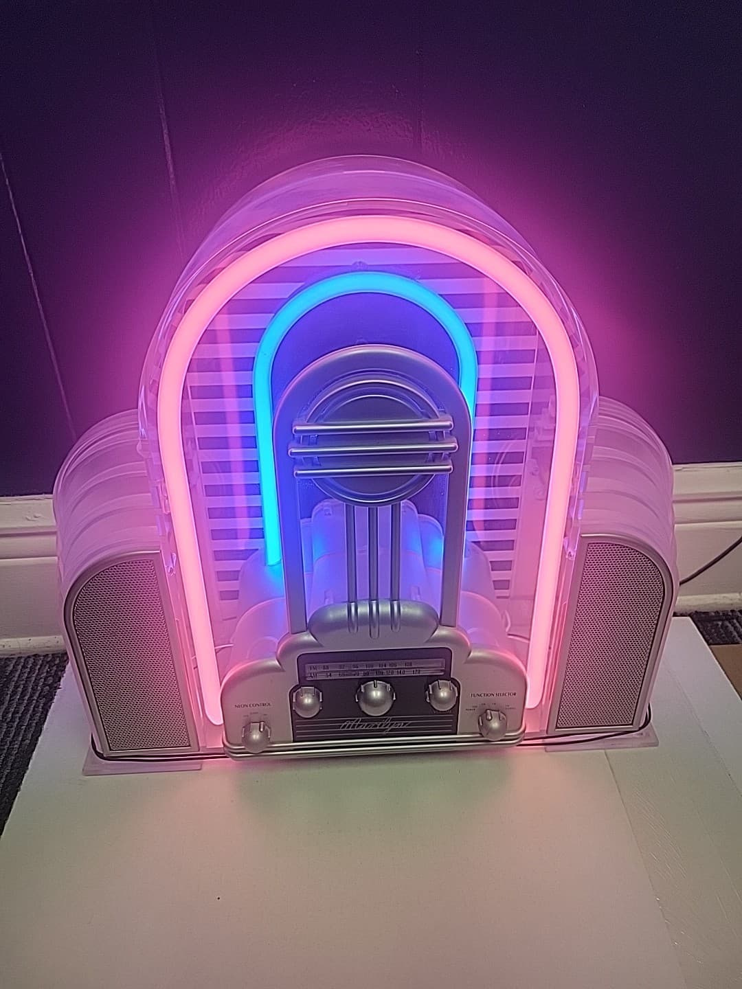 Vintage Cicena Marilyn Radio Large Neon Am/Fm Pink Blue Tabletop Jukebox