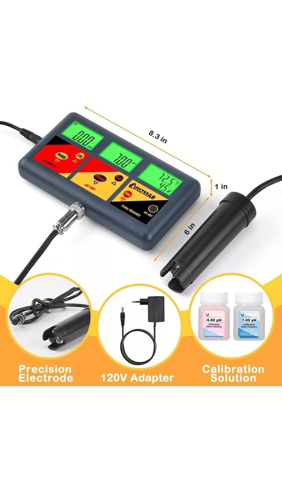 pH EC TDS Continuous Monitor pH ORP Meter for Home Growers, 7 in 1 pH EC PPM ... 4