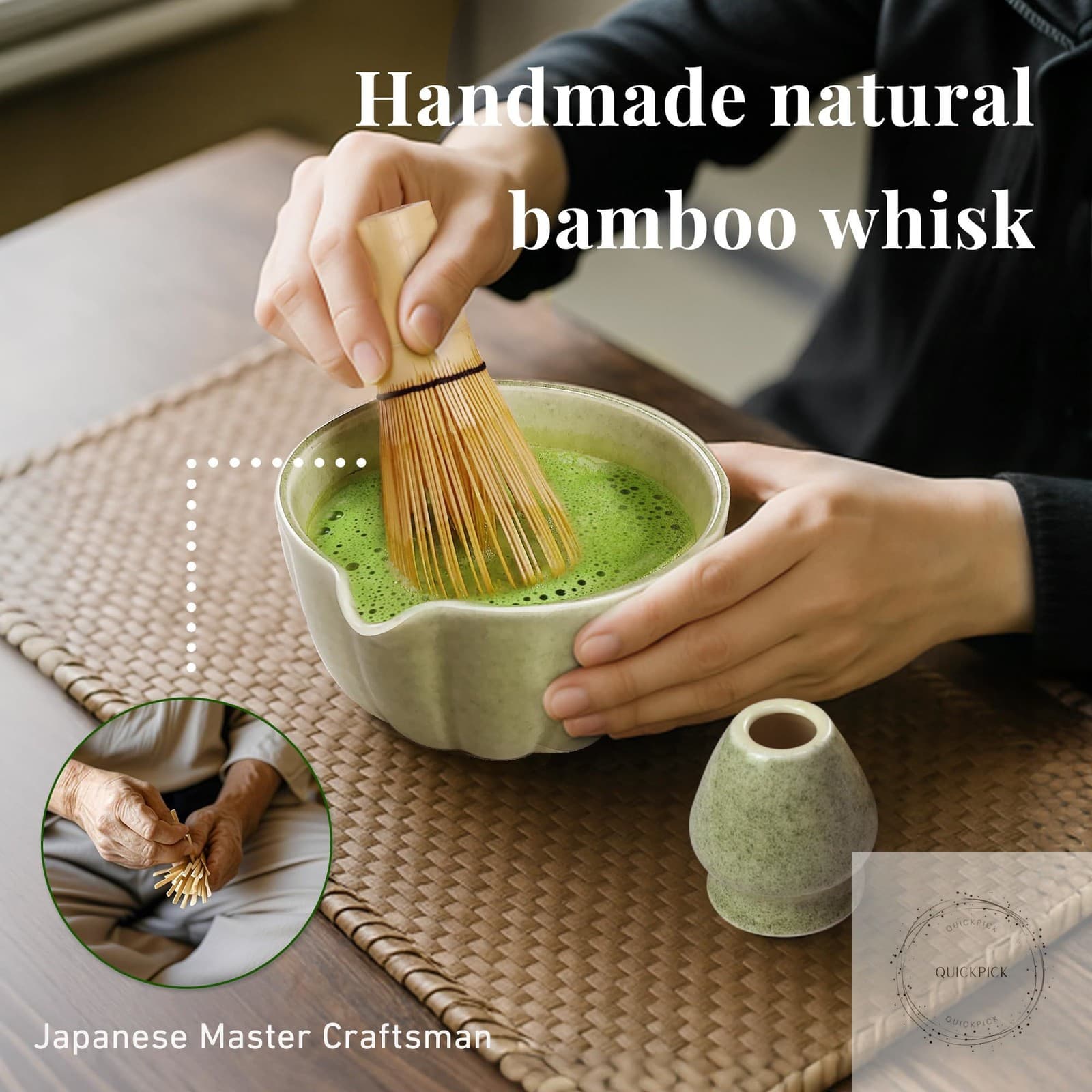 Matcha Whisk Set,7 PCS Ceramic Matcha Kit Includes Matcha Bowl with Spout Matcha 6