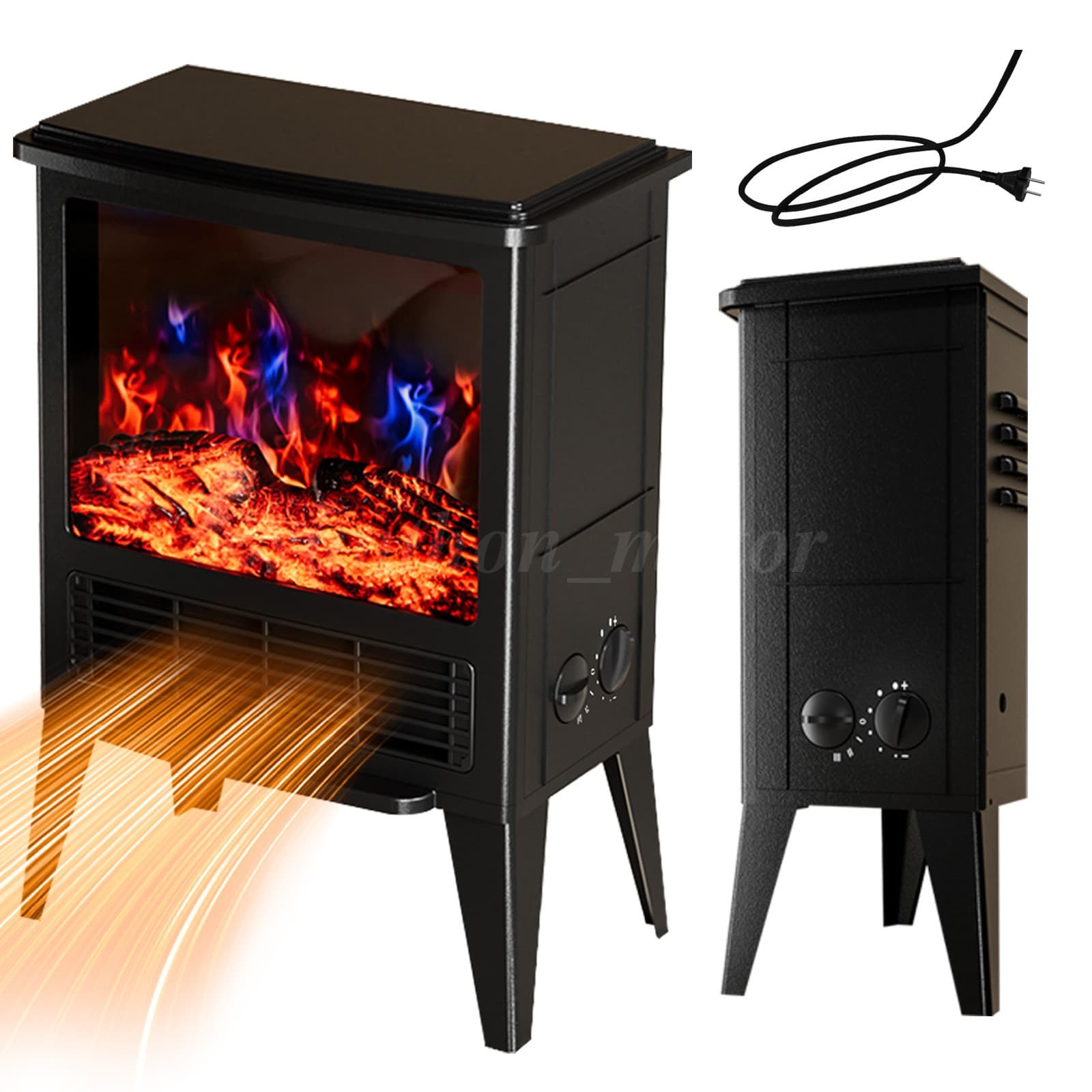 1500W Electric Fireplace Space Heater Simulated Fire Flame Brightness Adjustable 2