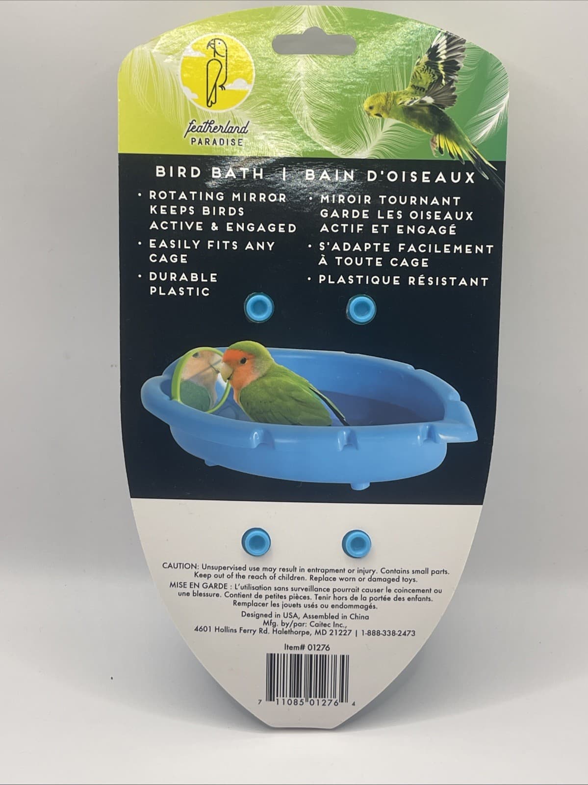 Caitec Featherland Paradise Birdie Bird Bath Tub For Small Birds With Mirror New 4