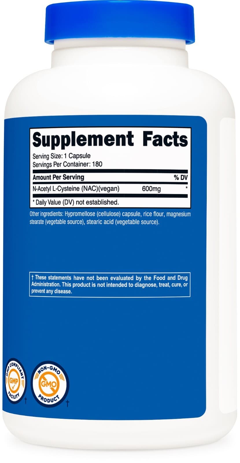 Nutricost N-Acetyl L-Cysteine (NAC) 600mg, 180 Capsules - Non-GMO & Gluten Free 5