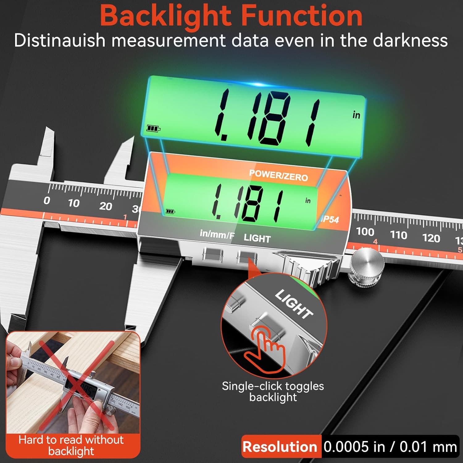 Digital Caliper, Rechargeable 6 Inch Vernier Caliper with Large LCD Screen Stain 2