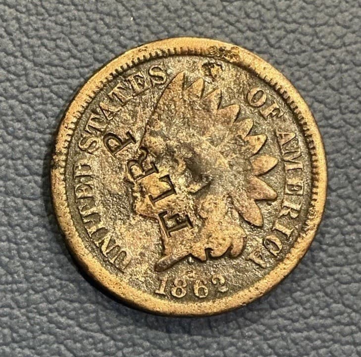 1862 Indian Head Penny - Counter Stamped Coin - Unknown Origin - Better Date 2