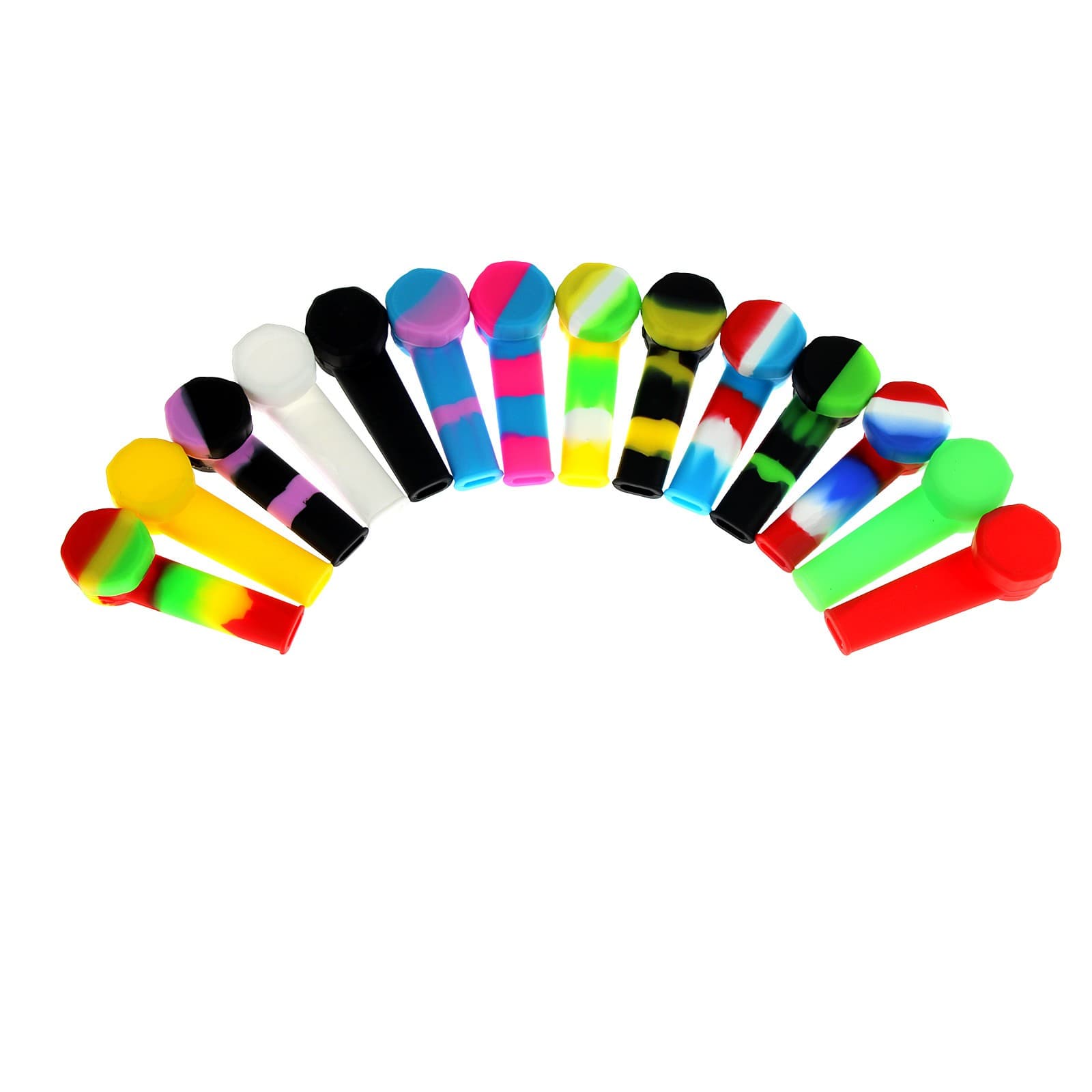 5PCS 3.4'' Mini Silicone Smoking Hand Pipe with Metal Bowl & Cap Lid Pocket Pipe 4