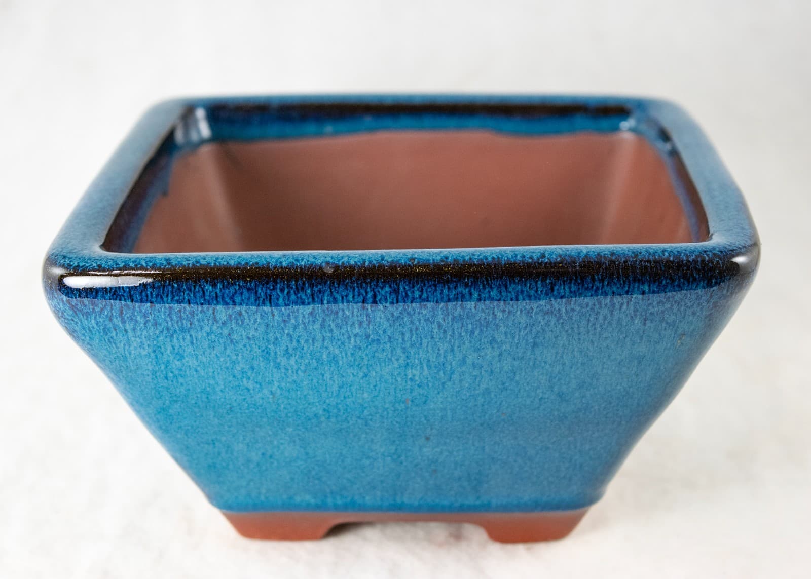 Fine Square Glazed Bonsai Pot, Cactus & Succulent Planter with Mesh - 7" / 9.25"
