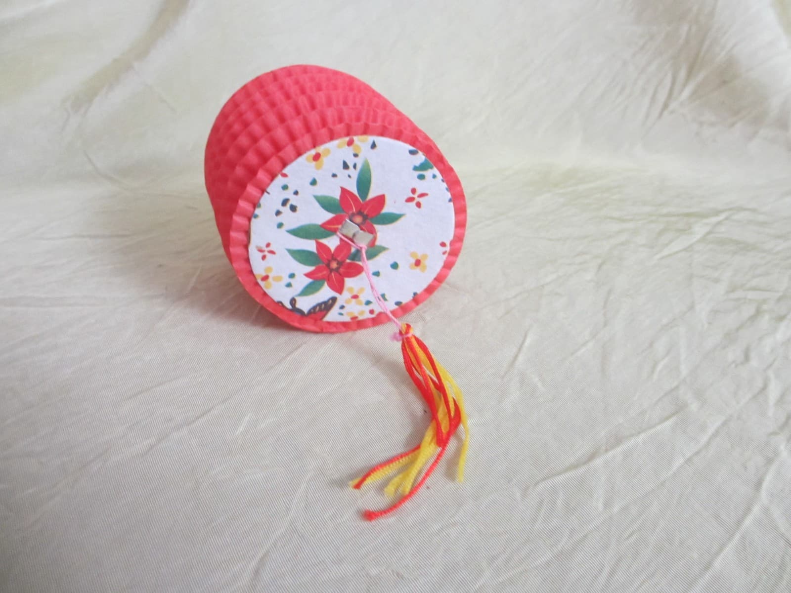 old red 3" accordion Chinese paper lantern traditional lamp decoration auto hang 3