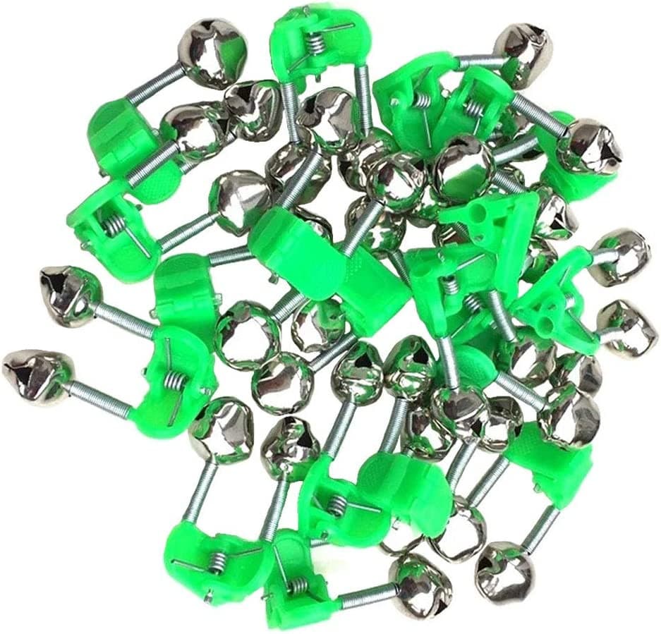 50 Pcs Plastic Fishing Bells Clips Fishing Rod Alarm with Dual Alert Bells 2