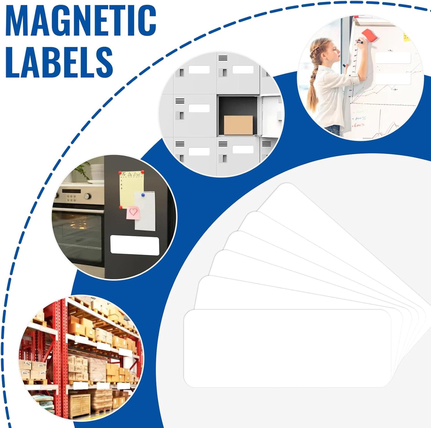 72 Pcs Dry Erase Magnetic Labels, 3.2 X 1.2 Reusable Writable Magnetic Name Tags 6