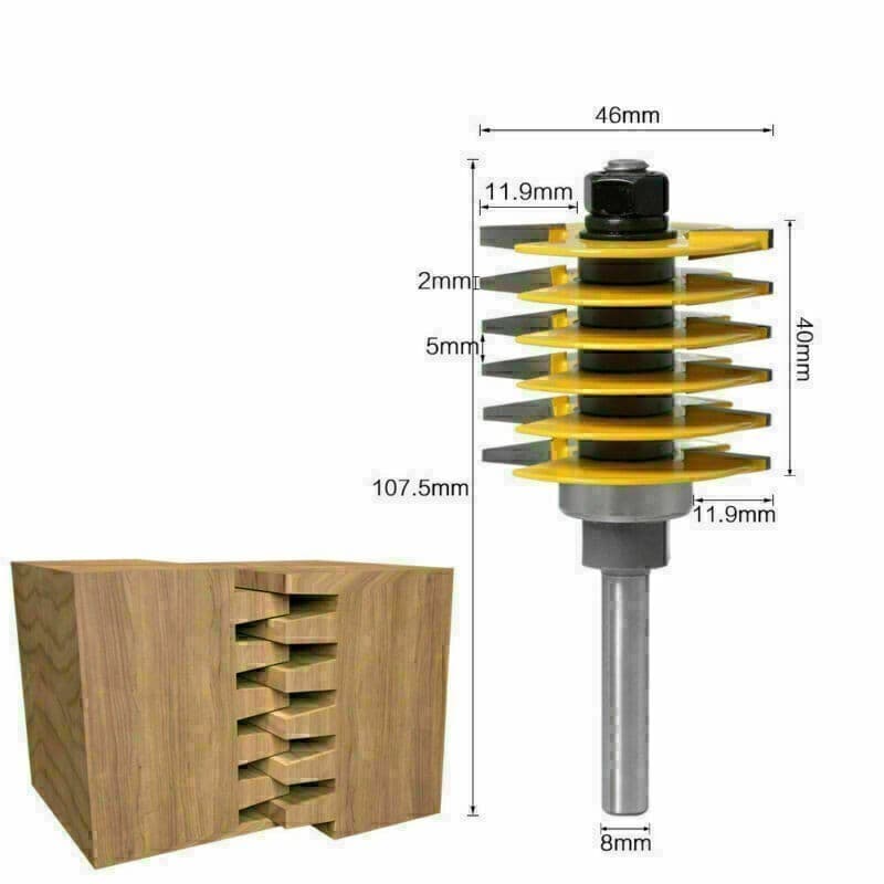 Adjustable Finger Joint Router Bit 8mm/12mm Shank Cutter Comb Wood Tool