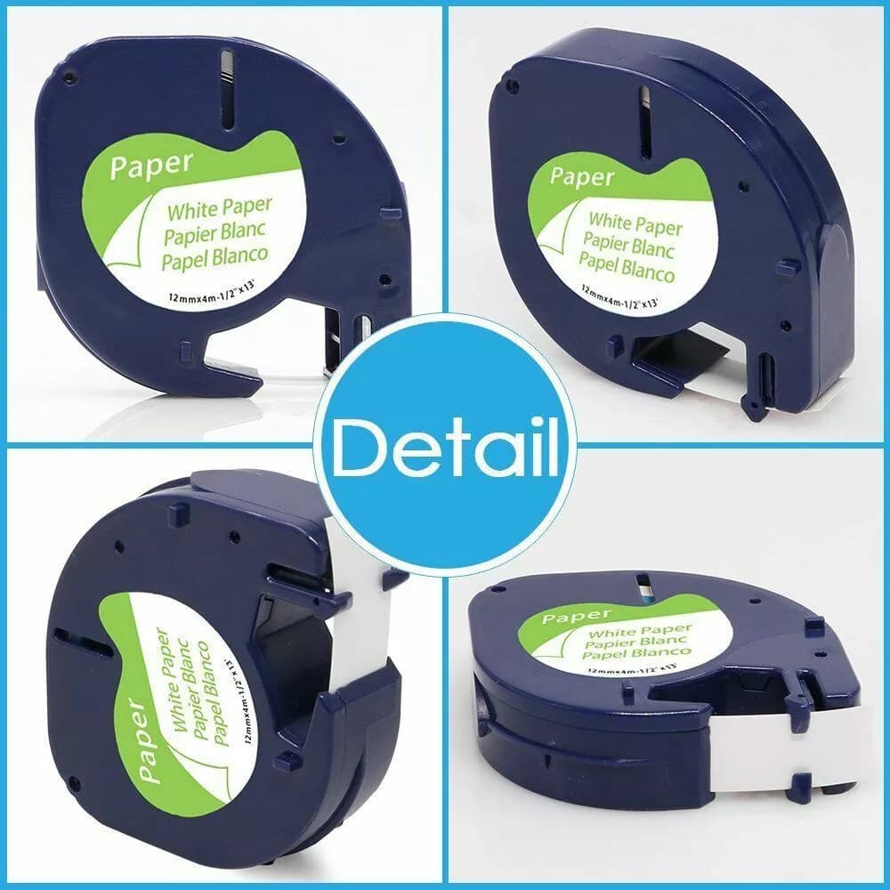 Dymo LetraTag Refill 91330 White Paper Label Tape 12mm 1/2" Compatible LT-100H 2