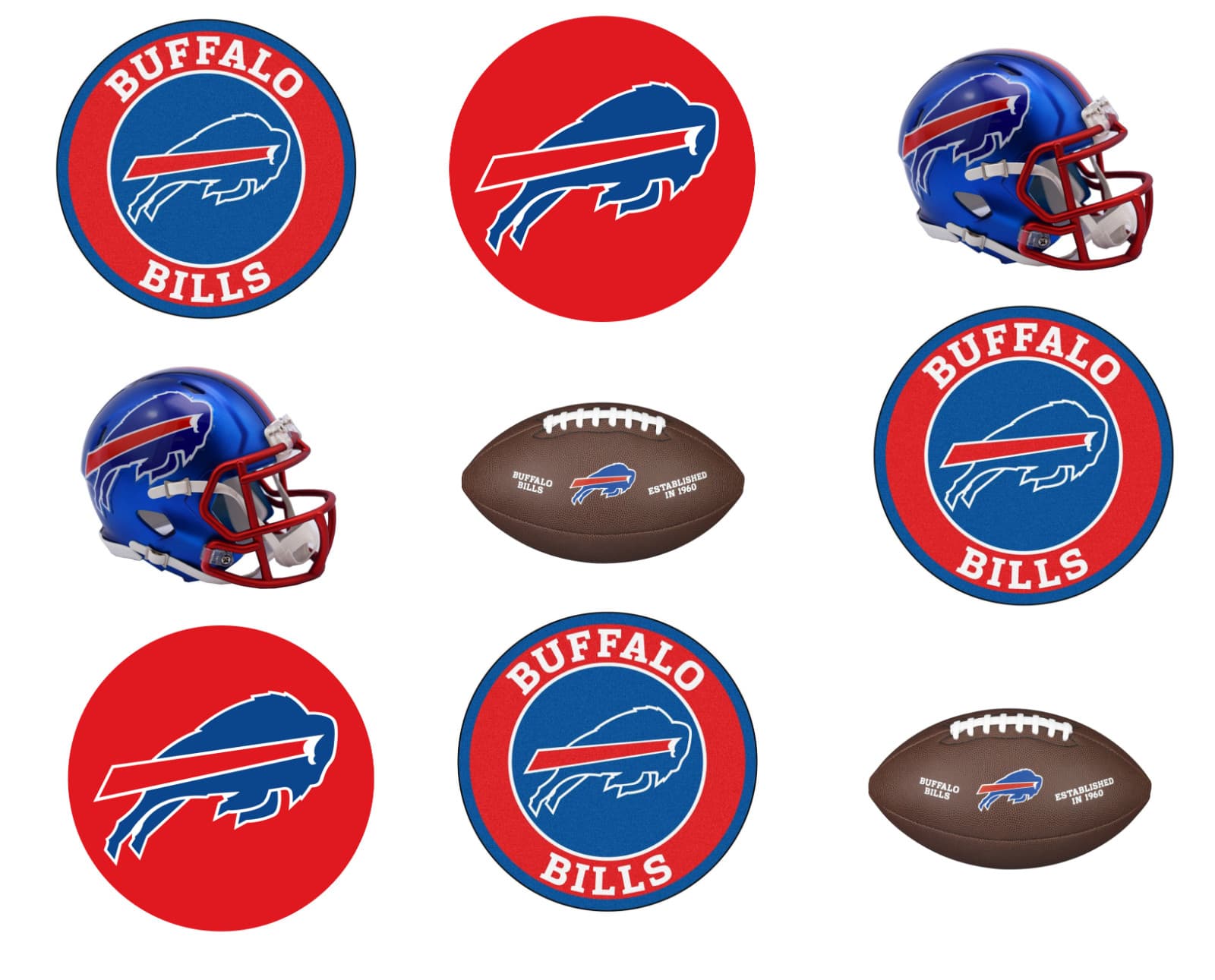 Buffalo Bills Edible Image Toppers. Edible Round Pre Cut Stickers.