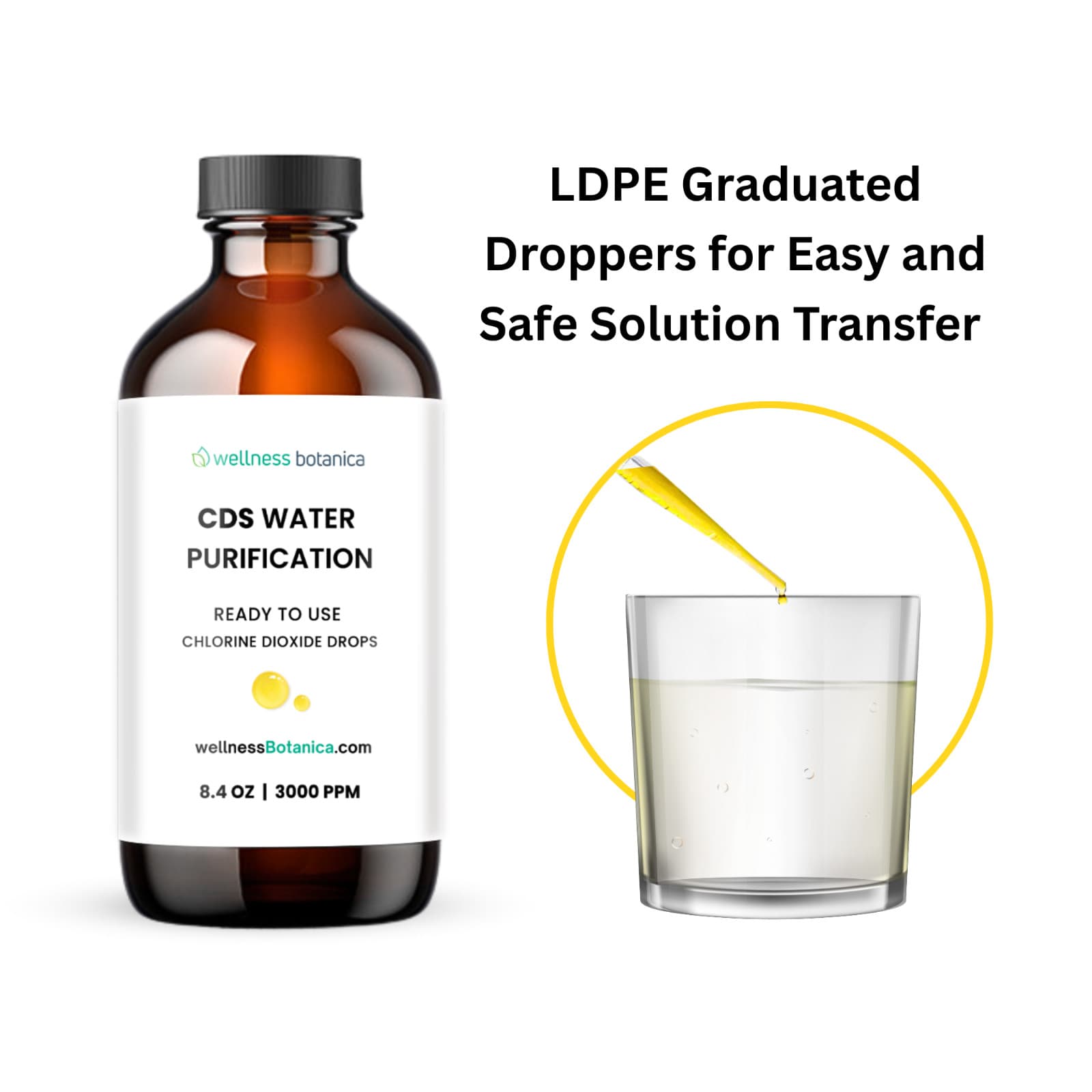 CDS Water Purification Solution 250ml 8.4oz - Ready to Use Pure Drops (In Glass) 3