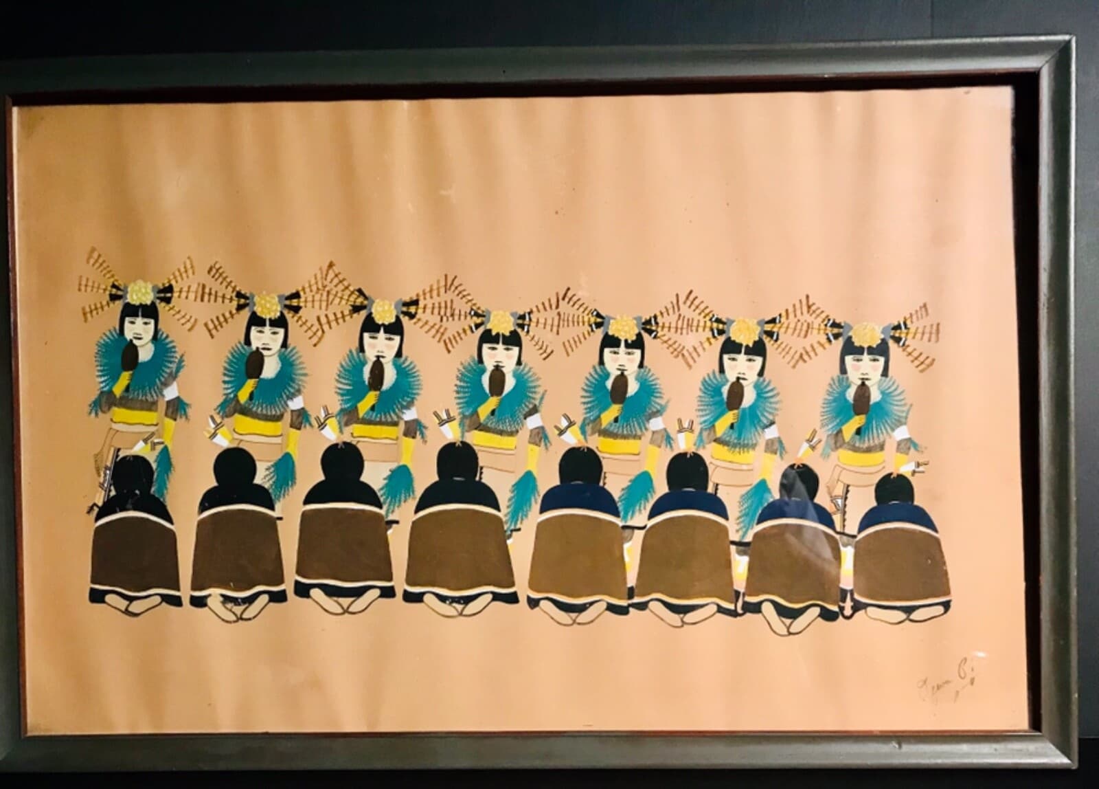 ABEL SANCHEZ / OQWA PI (SAN ILDEFONSO,1899-1971)UNTITLED,CEREMONIAL SCENE,SIGNED 2