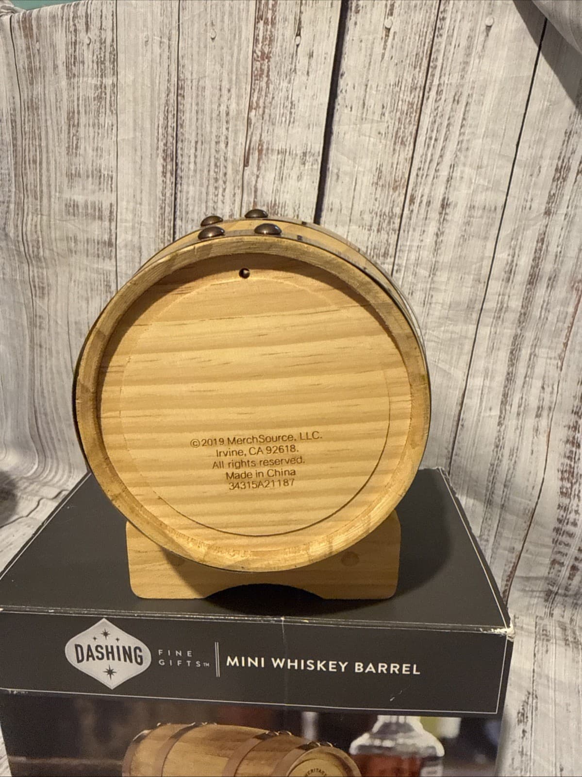 Whiskey Barrel Keg Dispenser with Stand 27 Fl Oz  New In Box Mini Wooden 4