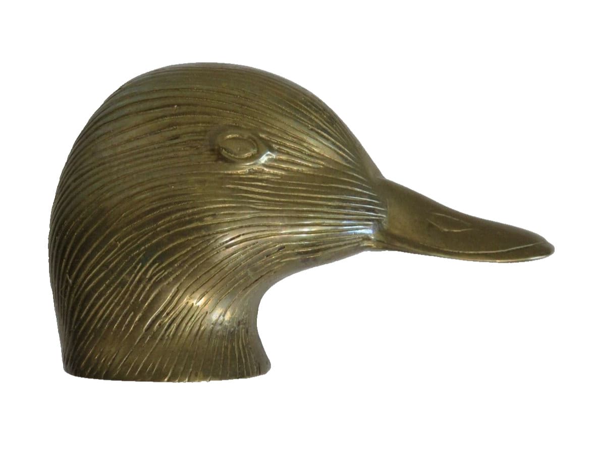 Vintage Door Knocker Brass Duck Goose Animal Bird Head 4" x 6"