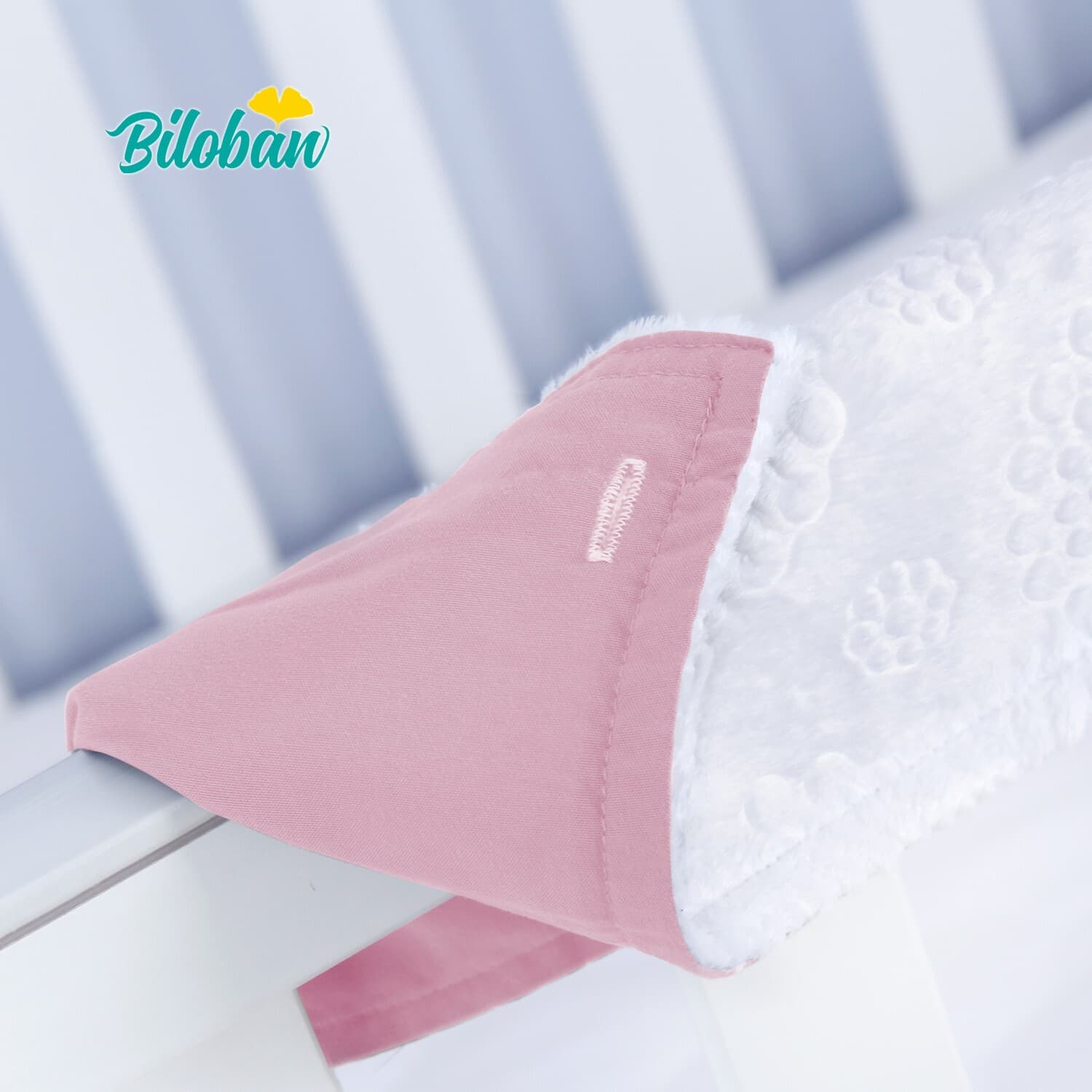 Crib Rail Cover Protector Safe Teething Guard Wrap for Standard Crib Pink&White 4