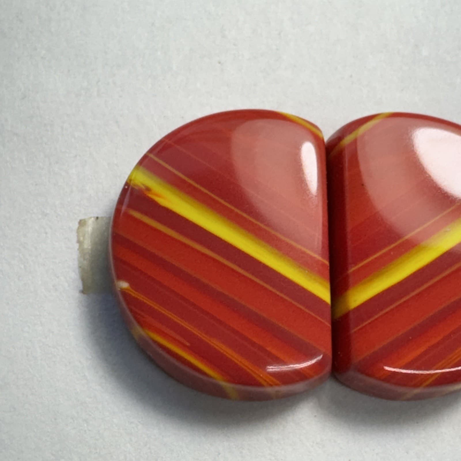 Beautiful Red Rosarita with yellow stripes earrings pairs, vivid color very nice 2