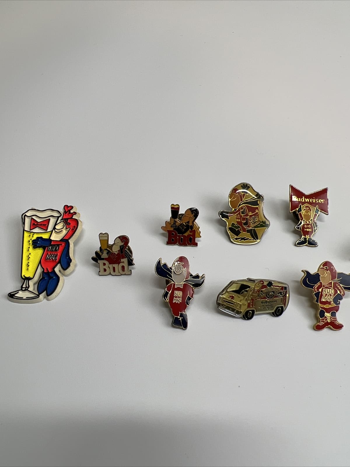Vintage Lot Set of 10 Budweiser Bud Man Pins Beer Collectibles 3
