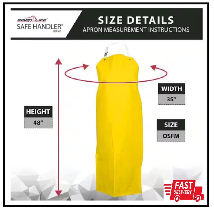 Yellow Heavy Duty Nitrile Industrial Bib Apron Chemical and Oil Resistant 3