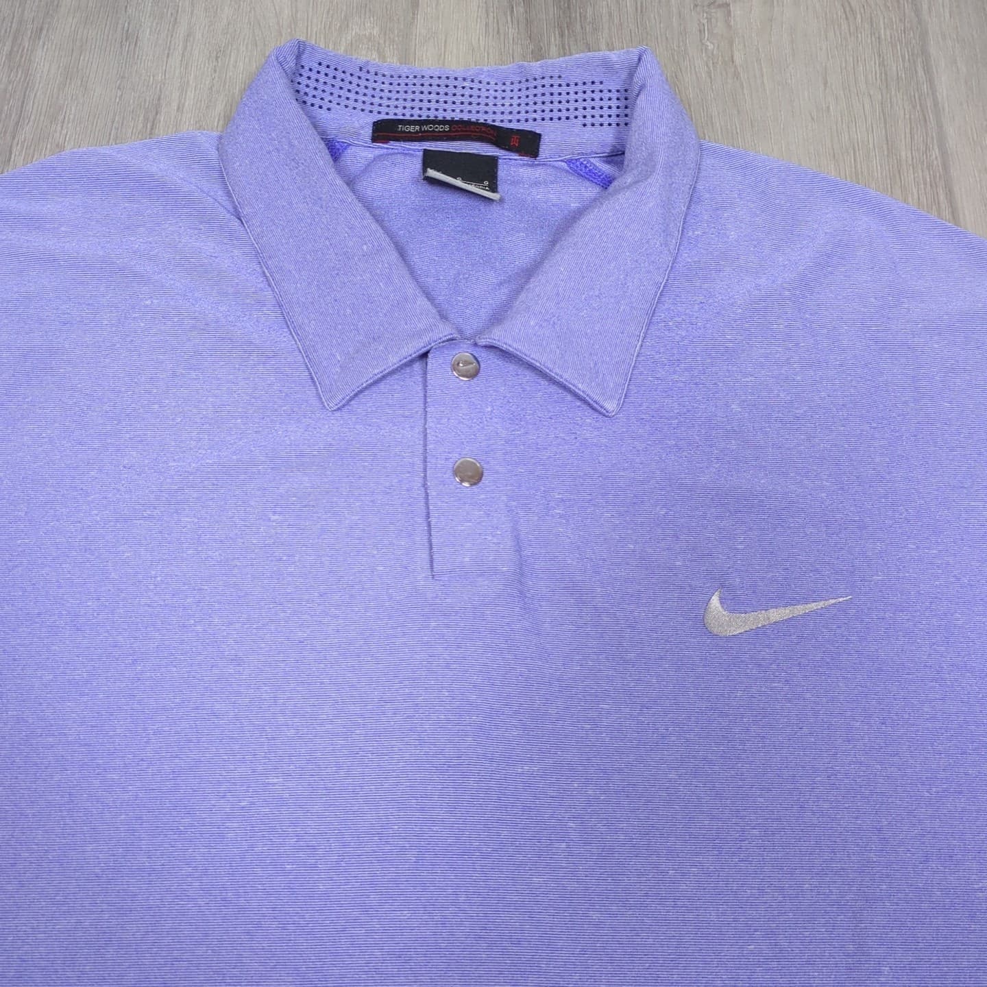 Nike Tiger Woods Polo Shirt Mens Large Blue Vented Golf Dri Fit Relaxed Fit 2