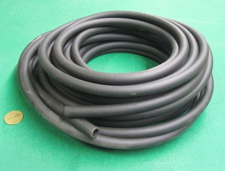 Latex Rubber Tubing Shore A35 Black 1/2" OD x 3/8" ID x 1/16" Wall x 25' Length